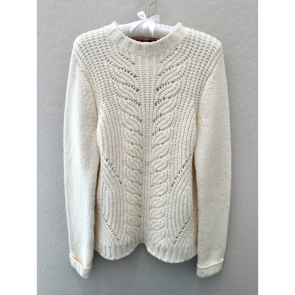 BODEN | Cream Acrylic Wool Alpaca Blend Chunky Cable Knit Sweater | Medium